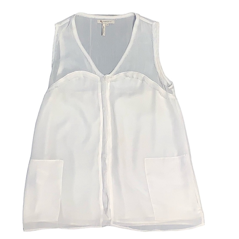 BCBGeneration:  Chiffon Sleeveless White Blouse -Size Medium